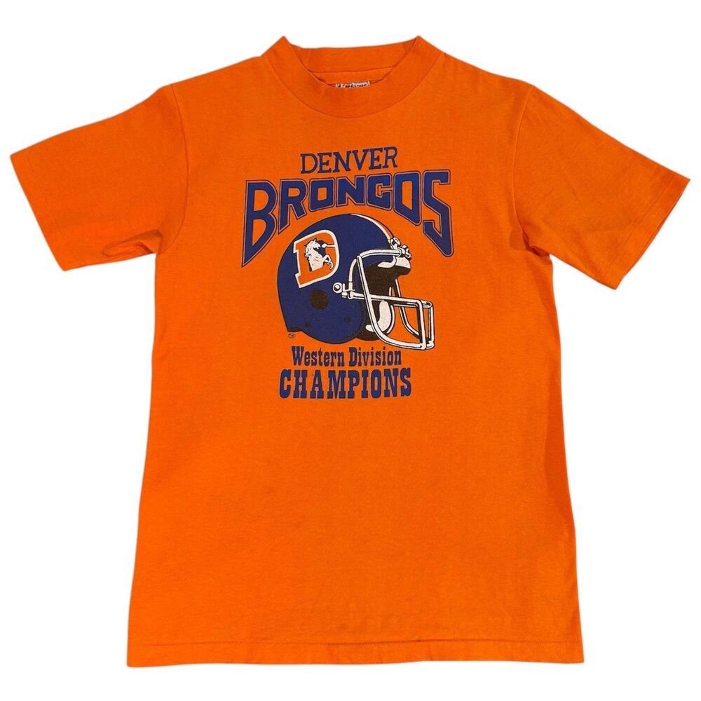 Vintage 80s Denver Broncos Super Bowl AFC Champions T-shirt Size S Single Stitch